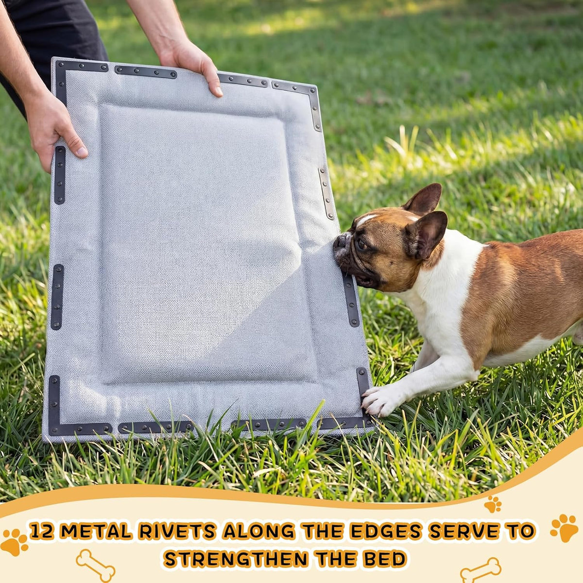Colingmill Chew Proof Indestructible Dog Crate Bed, Gray, 23” X 16”