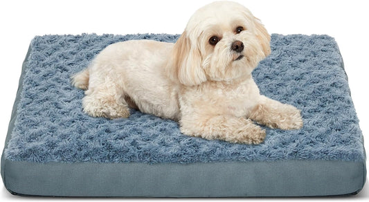 Orthopedic Dog Beds for Crate with Removable Washable Cover Egg-Crate Foam Pet Pad Mat with Anti-Slip Bottom,Waterproof Dog Beds Small Sized，20X16 Inch