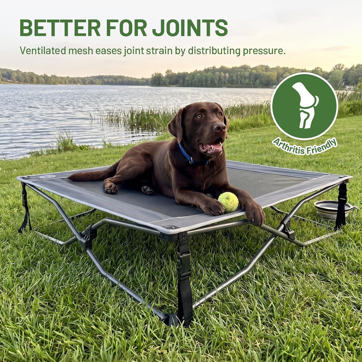 TIMBER RIDGE Outdoor Dog Bed, Cooling Elevated Pet Bed Portable Raised Dog Bed with Breathable Mesh, Dog Bed Foldable Dog Cot for Indoor & Outside, Grey