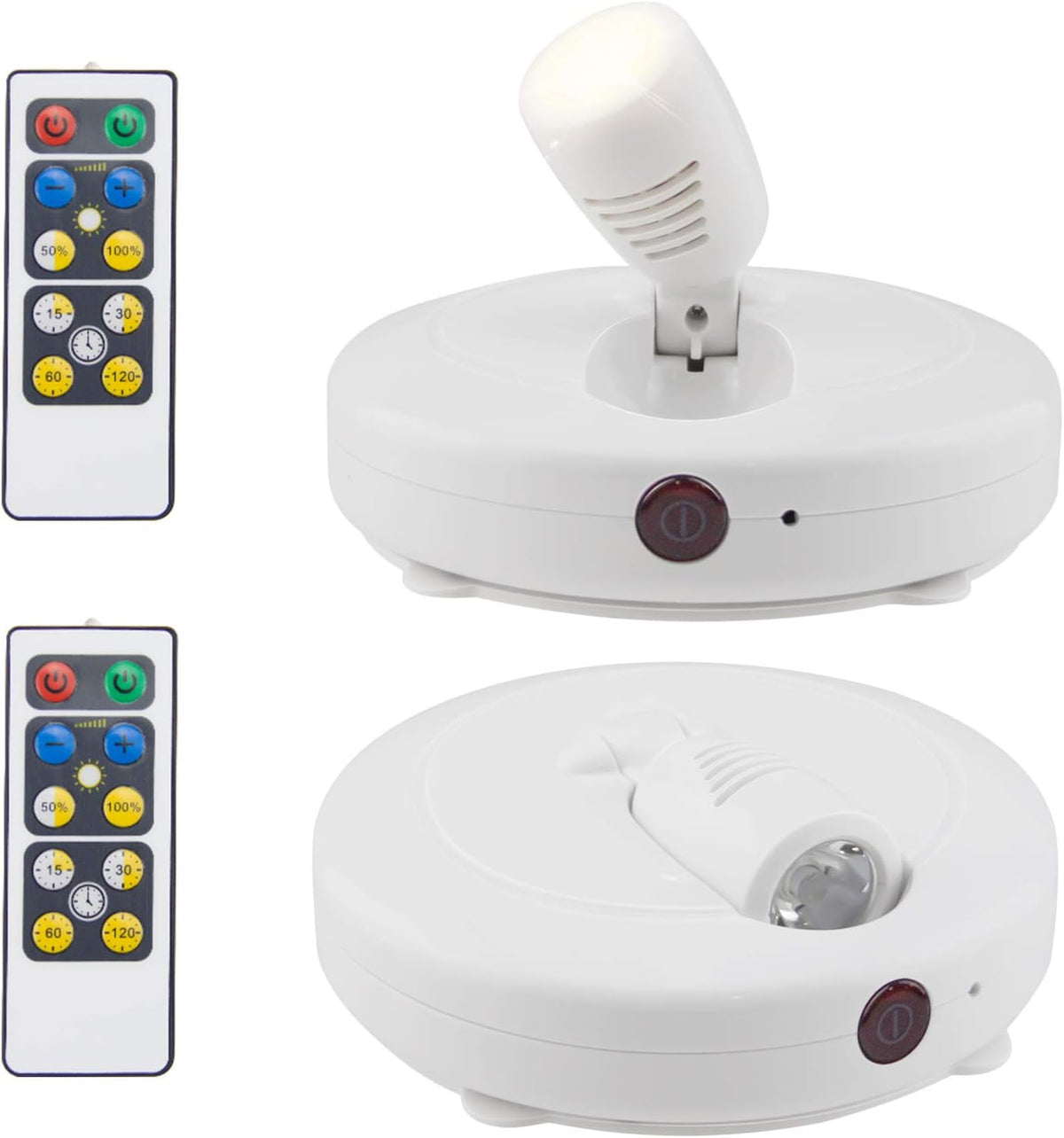 HONWELL Wireless LED Spotlights 2 Pack Accent Light Puck Lights with 2 Remote, Indoor Closet Lights with Rotatable Head,Stick on Artwork Lighting, Picture Light for Paintings