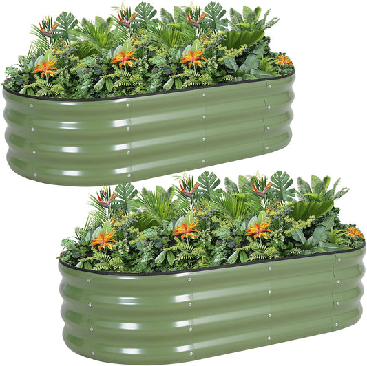 G GOOD GAIN 2Pcs Raised Garden Beds Galvanized, Planter Boxes Kit, Oliver