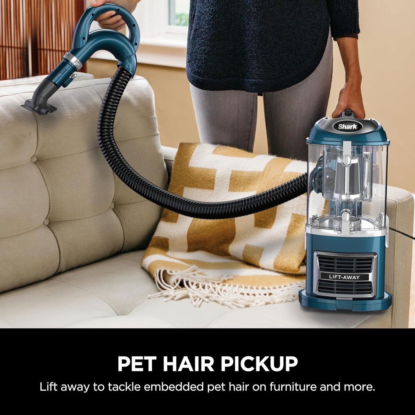 Shark Upright Vacuum, Navigator Lift-Away with Self-Cleaning Brushroll, HEPA Filter, Swivel Steering, Upholstery Tool & Pet Crevice Tool, Perfect for Pets & Multi-Surface, Teal, ZU503AMZ