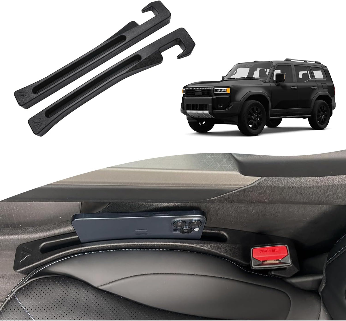 Car Seat Gap Filler for Toyota Land Cruiser LC 250 2024-2026 2027 Gap Filler Organizer Stop Things from Dropping Customized Interior Accessories Black, 2 Pack
