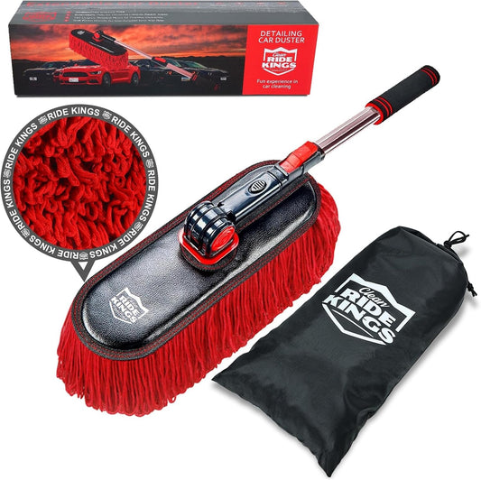 Car Duster Exterior Scratch Free,Soft Car Brush Kit for Truck,Suv,Rv and Motorcycle,Wax Cotton Hair,Dusters with Extendable Handle,Duster for Cleaning,Dust Pollen Removing,No Lint