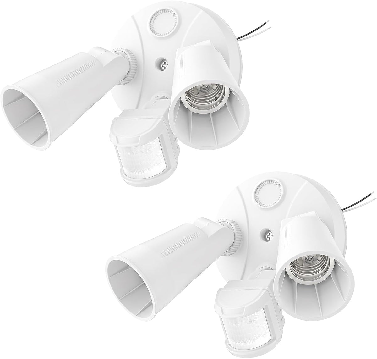 Onforu 2 Pack Motion Sensor Outdoor Flood Light Fixtures, E26 Base, White