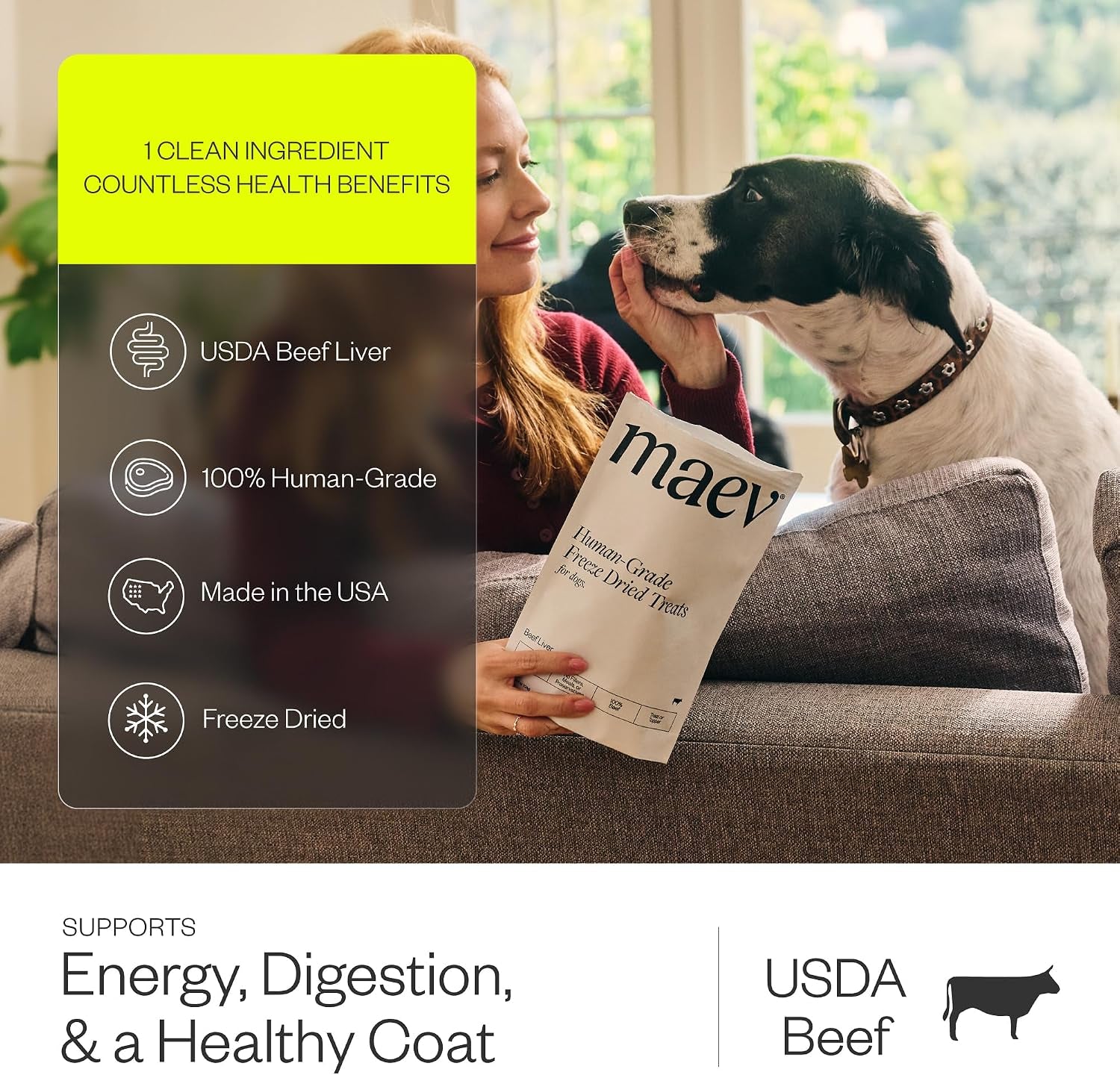 Maev Human-Grade Freeze Dried Raw Beef Liver Treats | 100% USDA Certified Single-Ingredient | Healthy, Human-Grade Dog Snacks | Perfect for Training & Sensitive Diets