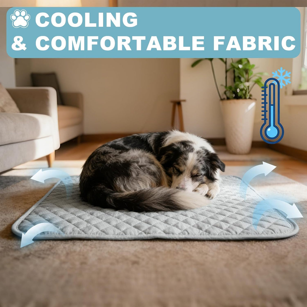 Cooling Mat for Dogs: Premium Waterproof Dog Cooling Blanket, 5-Layer Materials Dog Cooling Mat, Washable Pet Cooling Mat for Summer, Silver Grey Mats Small Dogs