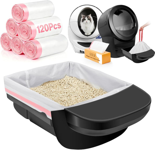 SZEE 120 Pack Automatic Waste Bags Compatible with Litter Box Robot 3/4 and Other Automatic Cat Litter Box, Waste Drawer Liners Bags Heavy Duty, Thick Self-Cleaning Cat Litter Box Liners