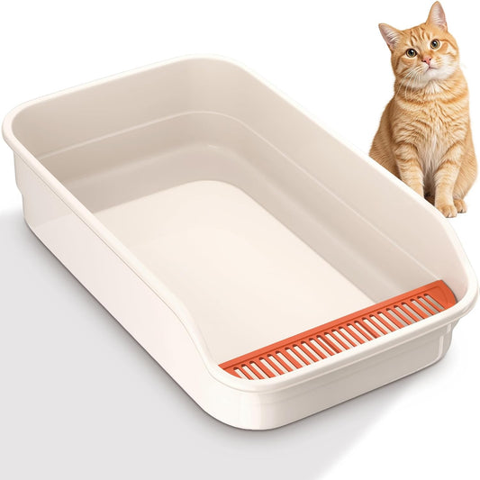 Vealind Extra Large Cat Litter Box with High Sides and Low Entrance