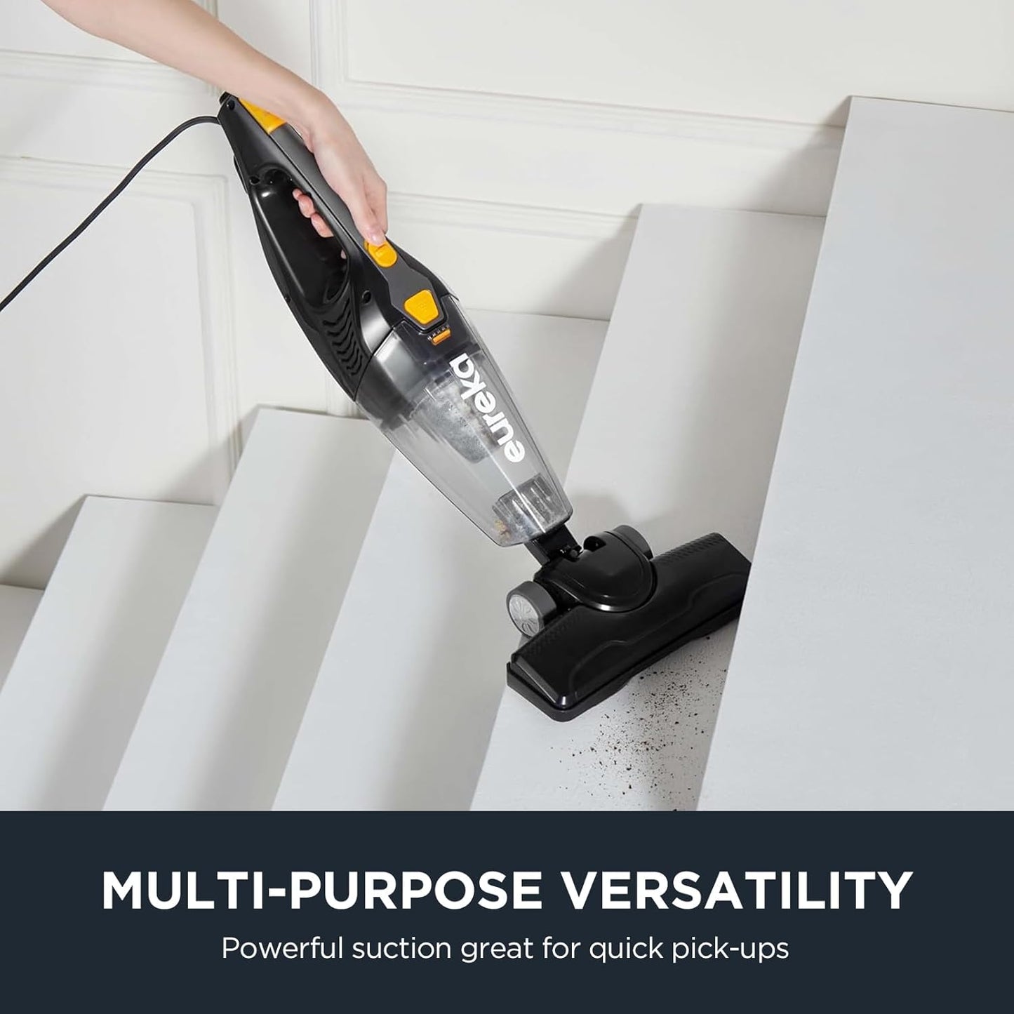 Eureka Blaze Stick Vacuum Cleaner, Powerful Suction 3-In-1 Small Handheld Vac with Filter for Hard Floor Lightweight Upright Home Pet Hair, Dark Black