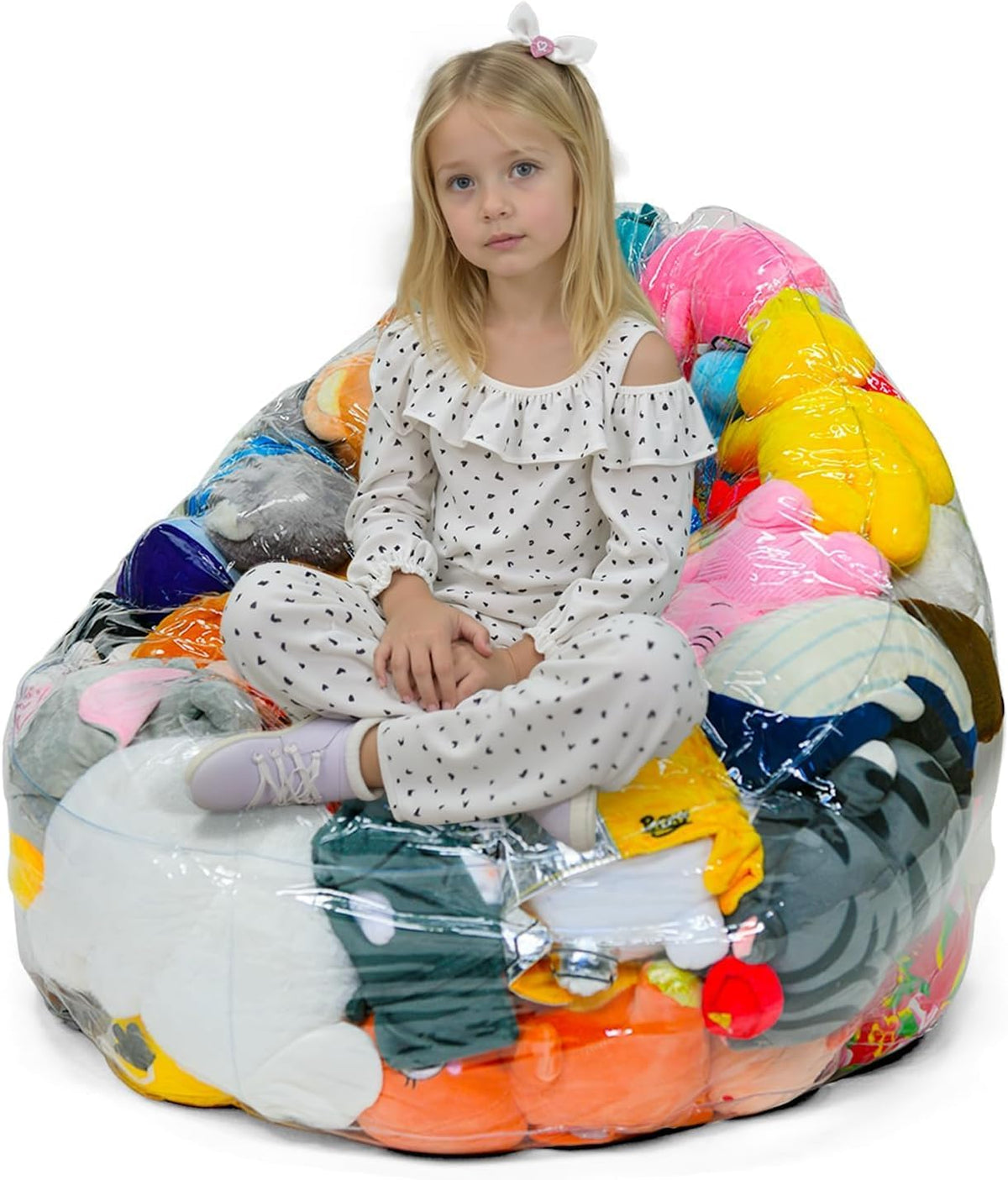 Bean Bag Chair Cover, Clear Stuffed Animal Chair Storage for Toys Storage