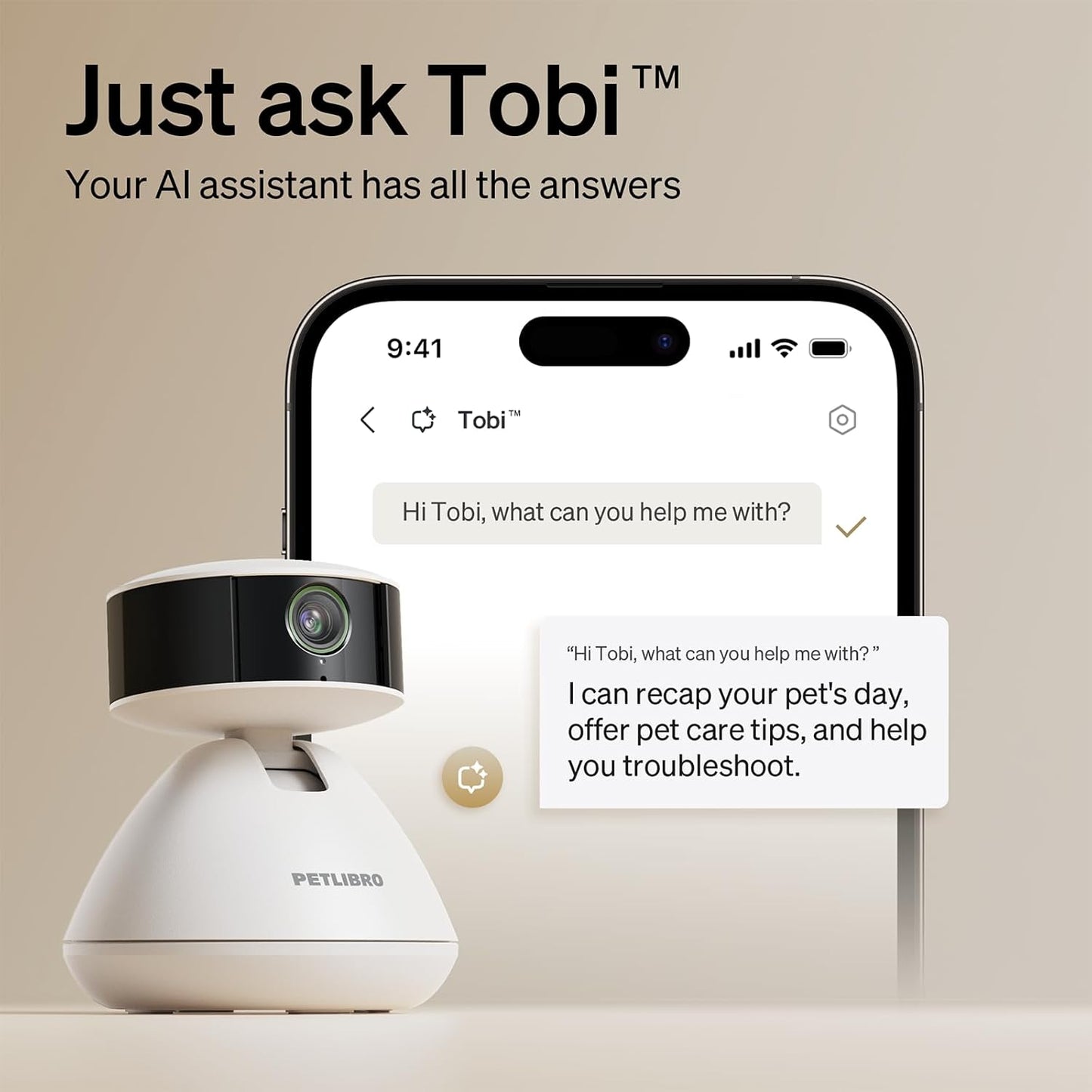 PETLIBRO AI Dog Camera Pet Camera Indoor with Phone App [Multi-Pet Recognition, Daily Activity Analysis & Smart Summaries] Cat Cam 360° View, 1080P Dog Cam Night Vision, 2-Way Audio Home Camera Wifi