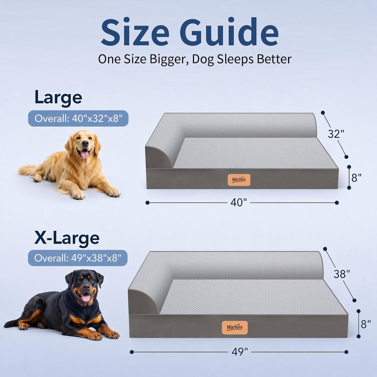Cooling Orthopedic Dog Bed for Extra Large Dogs, Memory Foam Pet Bed with Removable Washable Cover & Non-Slip Bottom, Comfortable Dog Couch Bed for Golden Retriever, Size: 49.1"*38 * 8.1"