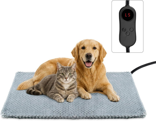 Pet Heating Pad for Dogs & Cats with Adjustable Temp Heated Cat Dog Bed