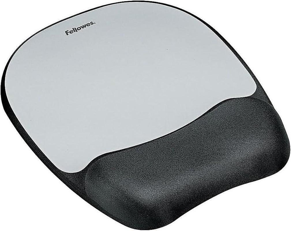 Fellowes Memory Foam Mouse Pad Wrist Rest 7 15/16 X 9 1/4 Black/Silver FEL9175801