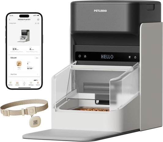 PETLIBRO RFID Automatic Cat Feeder, Collar Sensor-Activated Personalized Meals, Cats Recognition & Diet Tracking for Multi-Pet Homes and Different Diets, 5G&2.4G Wi-Fi Programmable Cat Food Dispenser