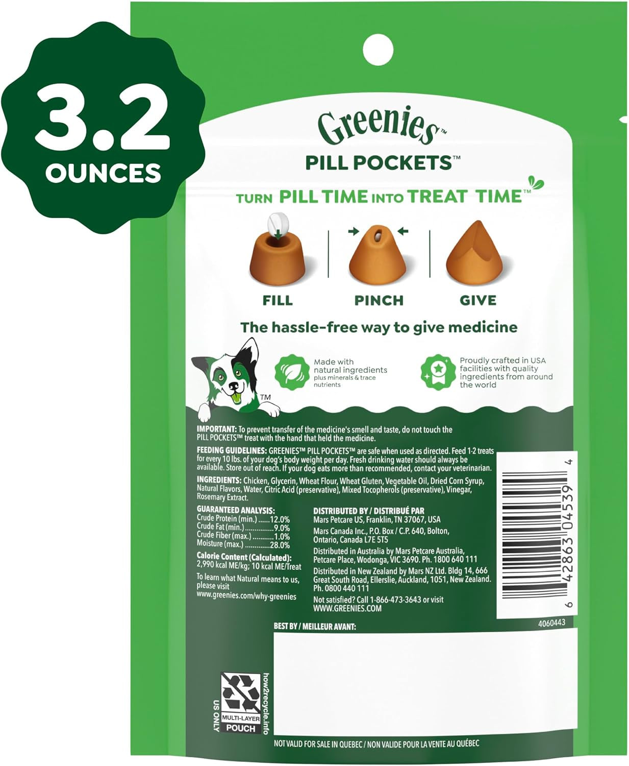 Greenies Pill Pockets for Dogs Small Size, Tablet Pill Treats for Dogs, Chicken Flavor, 3.2 Oz. Pouch