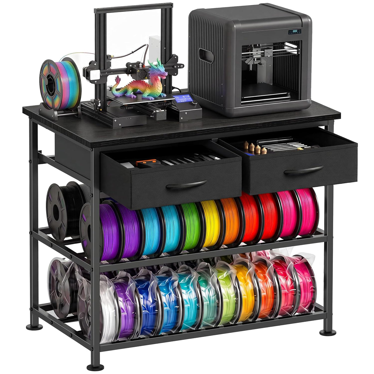 3D Printer Stand with Drawers 31.5X19.7 Printer Table with Filament Storage