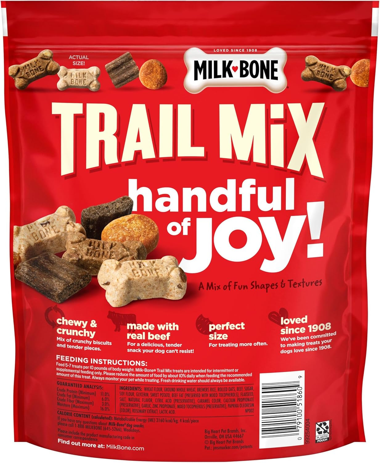 Milk-Bone Trail Mix Dog Treats, Real Beef & Sweet Potato Flavor, 20 Ounces