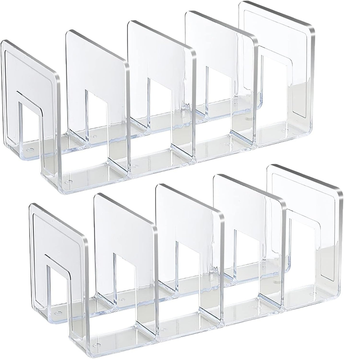 SAYEEC Acrylic File Holder, Clear File Sorter Desk File Organizer, Sturdy Desktop File Folder Organizer Rack for Envelopes Mail Letter Paper Notebook Electronics Office Supplies (4 Sections, 2 Pack)