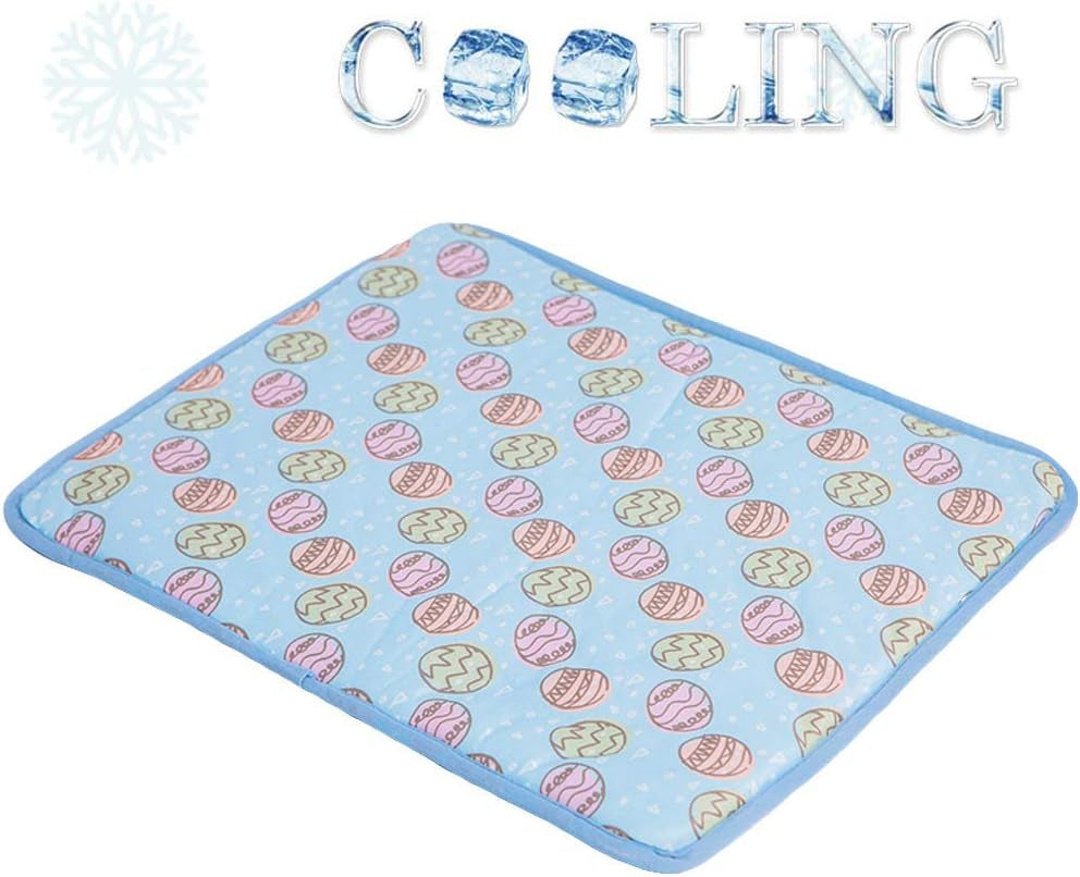SEIS Self-Cooling Dog Mat,Ice Silk Cats Pad,Summer Pet Indoor Bed,Blue,M