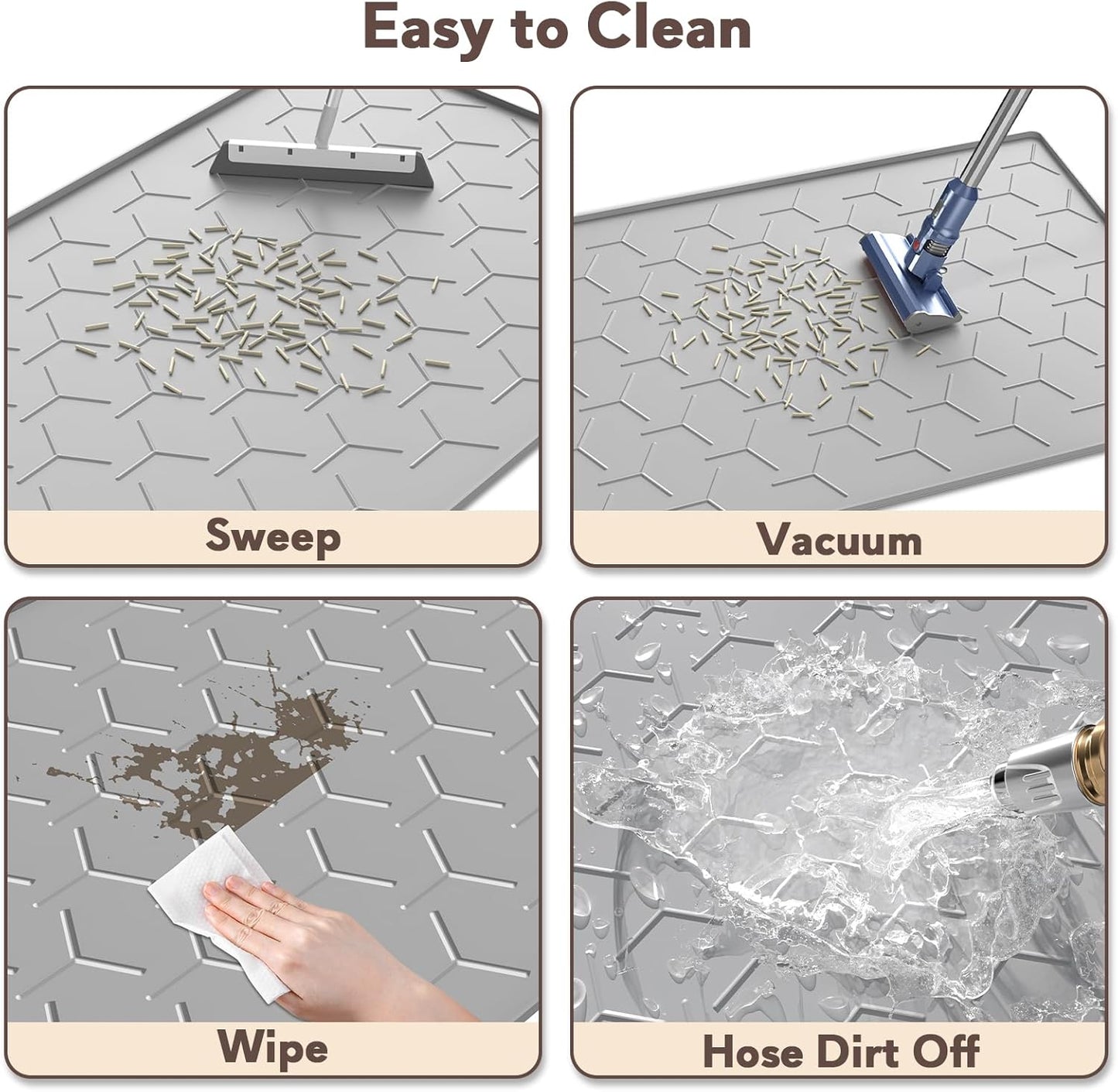 Garoopion Cat Mat for Litter Box, Large 34.05×22.5 Inch Cat Litter Mat, Waterproof Silicone Pad for Floor, Gray