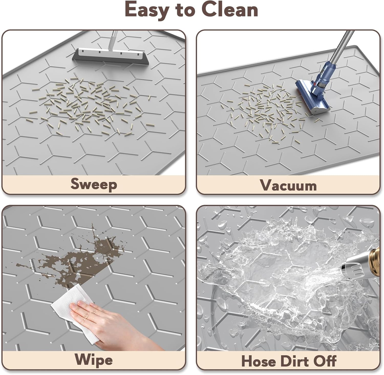 Garoopion Cat Mat for Litter Box, Large 34.05×22.5 Inch Cat Litter Mat, Waterproof Silicone Pad for Floor, Gray