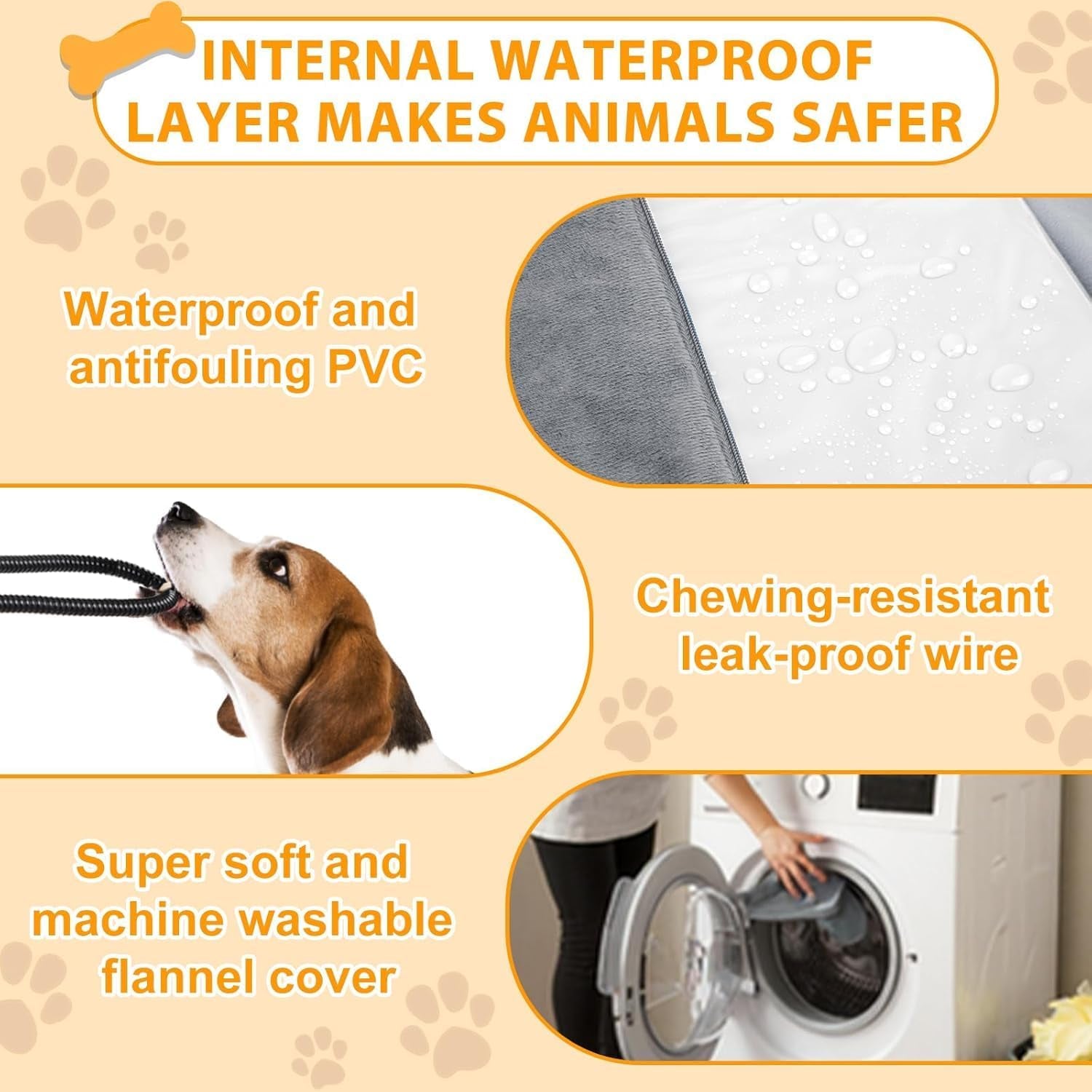 Dog Heating Pad Outdoor, Heated Dog Bed Indoor for Cats, Warming Electric Pet Heating Pad Temperature with Timer, Waterproof Heated Pet Mat with Chew Resistant Cord, for Puppy Kitten, 28 * 18 In