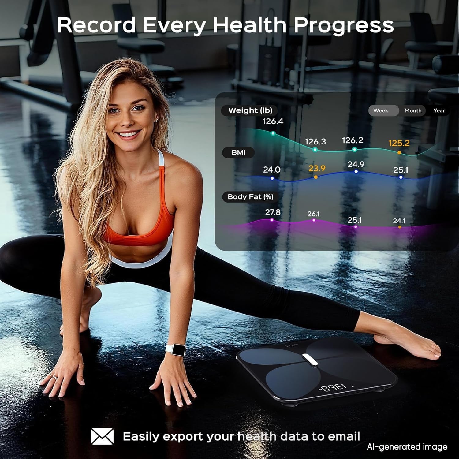 Wyze Smart Scale X Butterfly - Bathroom Scale for Body Weight, BMI, Body Fat, Muscle Mass, Accurate Bluetooth Digital Scale for Body Composition Analyzer | Sync Health Apps | ITO Glass, 400 Lbs, Black