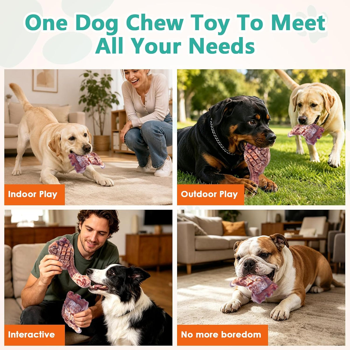 Fuufome Tough Dog Chew Toys for Medium & Large Aggressive Chewers, 2 Pack