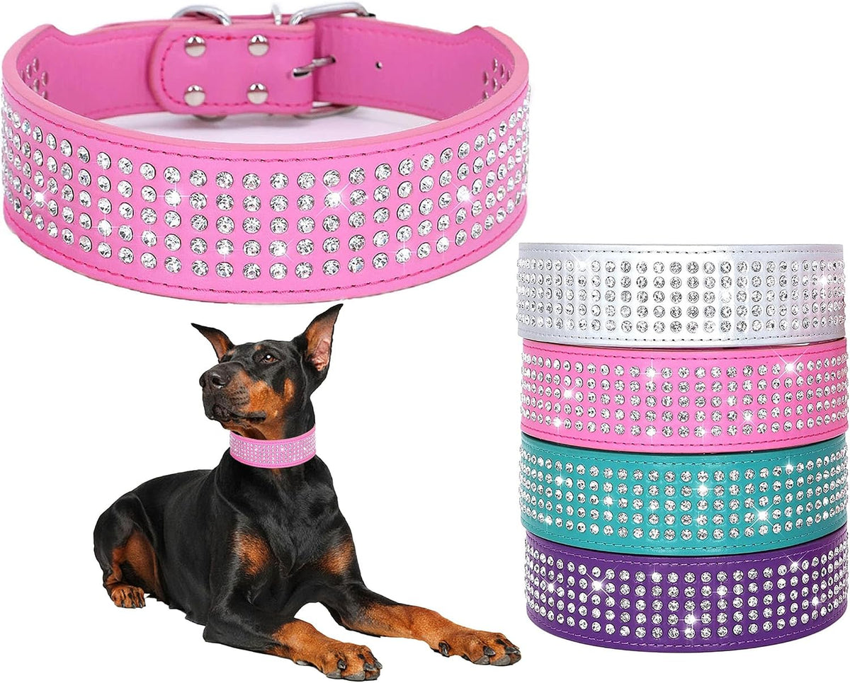 Rhinestones Dog Collars-2" Wide Crystal Diamonds Studded Collar