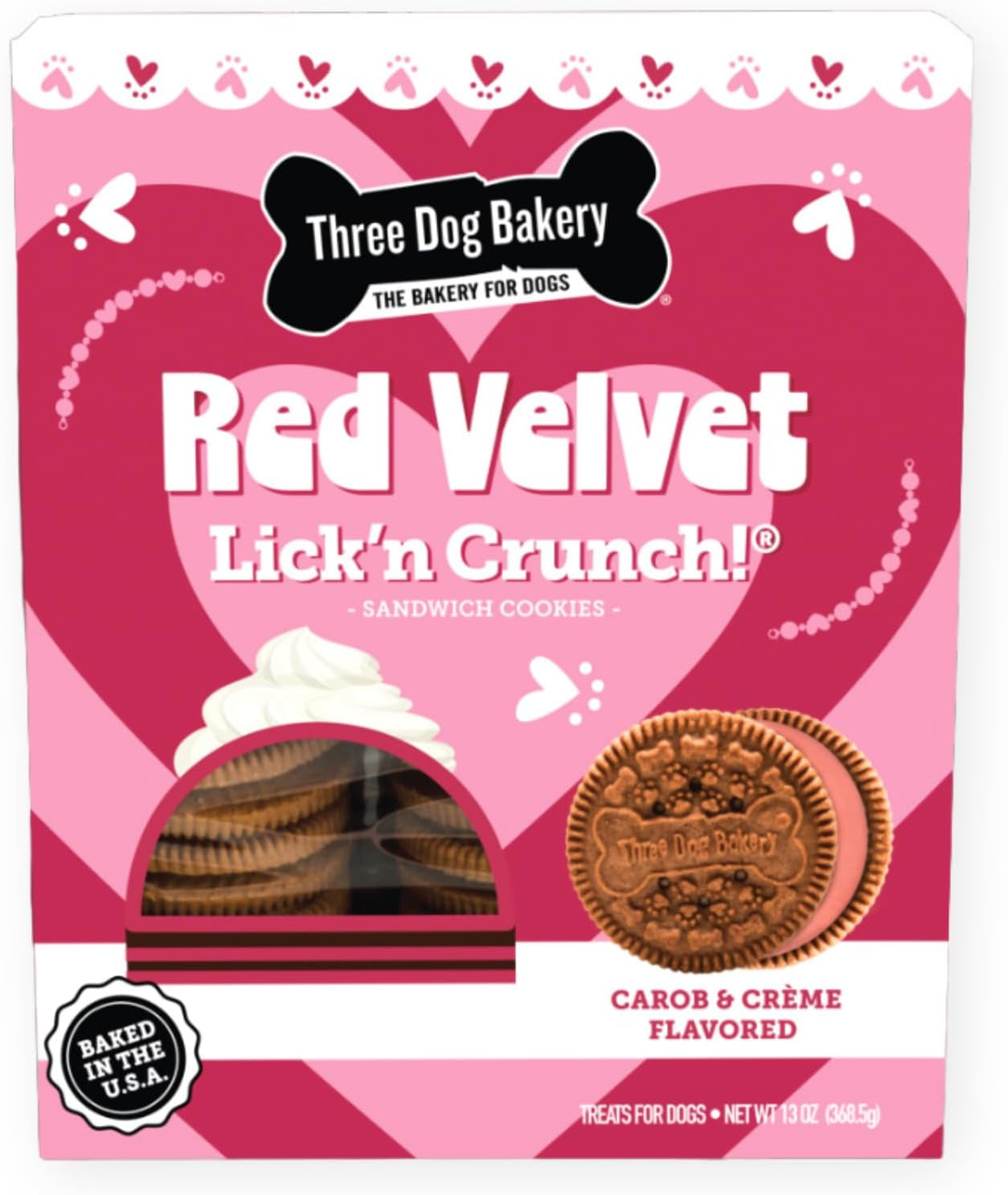 Three Dog Bakery Red Velvet Valentine'S Day Lick'N Crunch 13 Oz