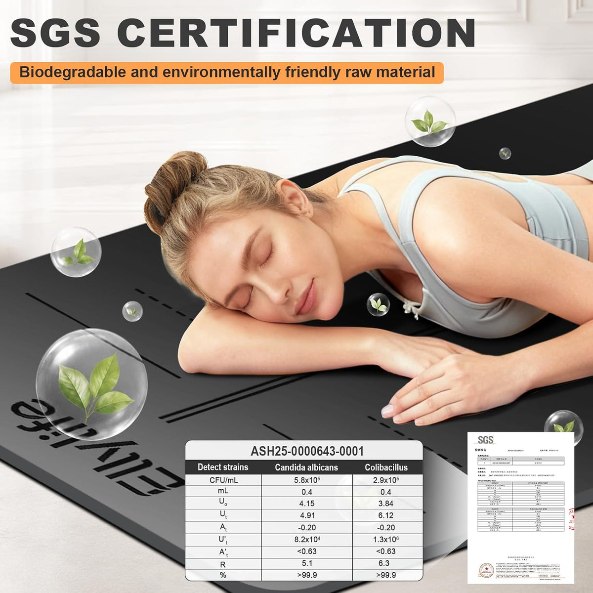 Yoga Mat - Non Slip Natural Rubber Yoga Mat, Alignment Lines, Ultimate Grip