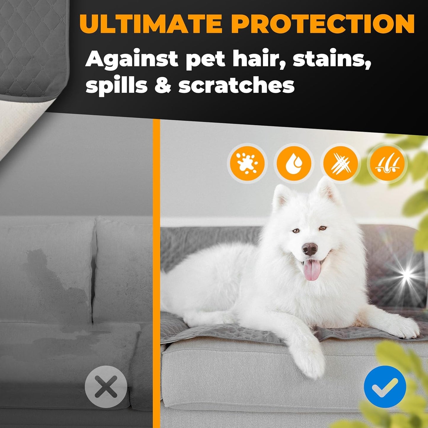 Waterproof Dog Blanket for Couch – Pet Hair Resistant Sofa Protector - Non Slip Dog Couch Cover - Washable Waterproof Pet Blanket for Sofa Bed Car - Reversible Dog Blanket for Couch Protection