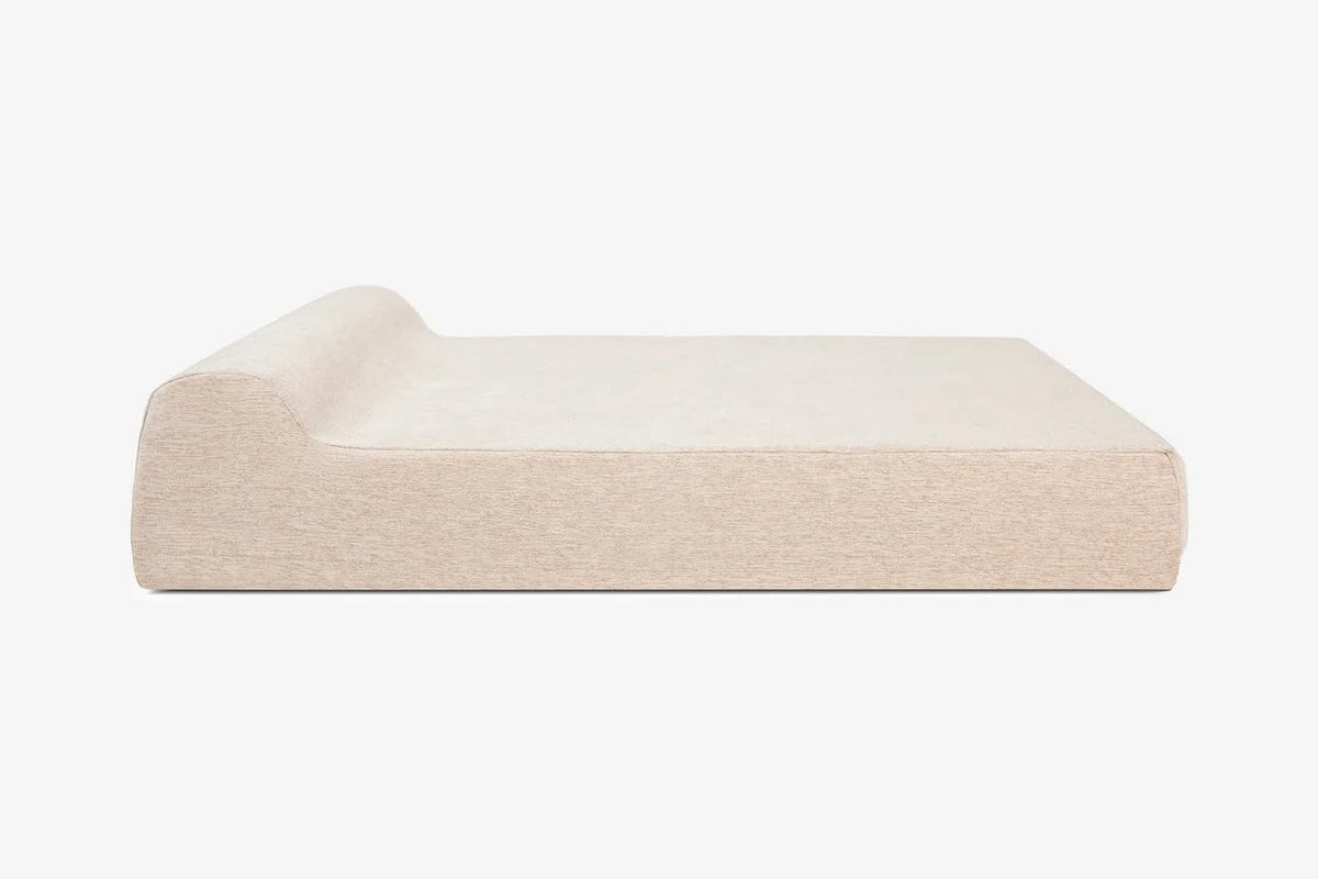 Barker Beds Large Orthopedic Dog Bed - 7" Pillow Top with Headrest - 50-70 Lbs - Memory Foam for Joint Pain & Arthritis - Washable - 48"X30"X7" - Driftwood Linen