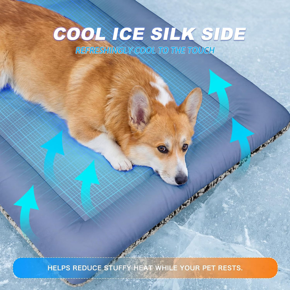 Self Warming Cat Bed, Reversible Cooling Mat for Cats, Dark Blue, 24X36 In
