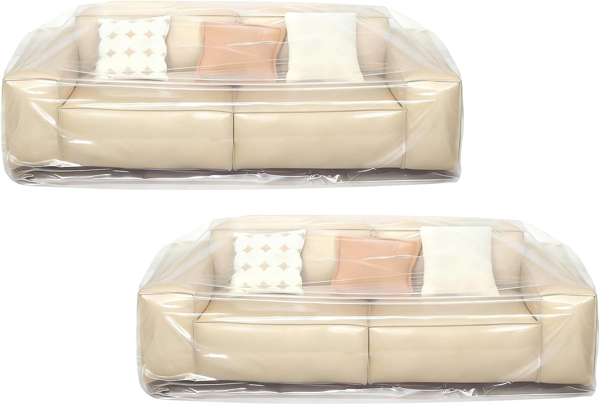 Extra Thick 4Mil Plastic Couch Cover, 84"H X 43"W X 84"D, Clear, 2 Pack