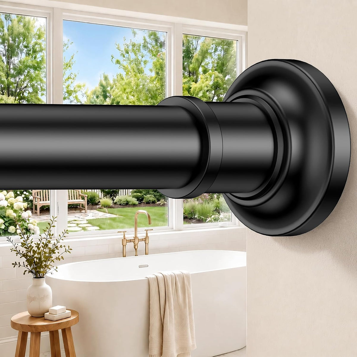Heavy Duty Black Shower Curtain Rods 30-90 in Adjustabletesnion Curtain Rod