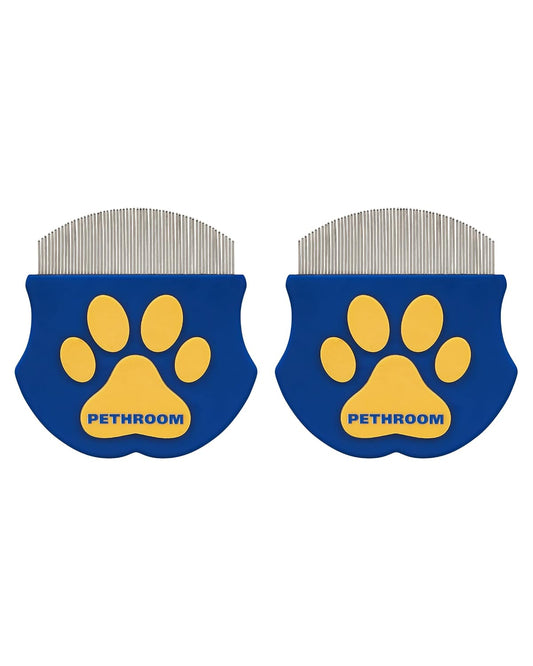 PETHROOM Professional Eye Comb for Pets | Stainless Steel Tear Stain Remover for Cats & Dogs | Gentle Round-Head Grooming Tool | Compact & Portable for Eye Gunk Removal (Pack of 2)