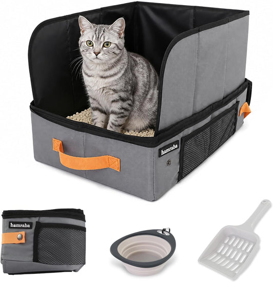 Hamraba Medium Travel Litter Box for Cats with High Side Shield