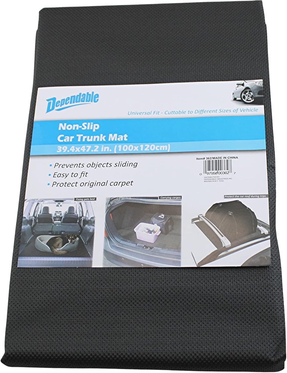 Dependable Industries Premium Non-Slip Car Trunk Mat Cargo Liner Universal Cut-To-Fit Protects against Dirt Size 39" X 47"