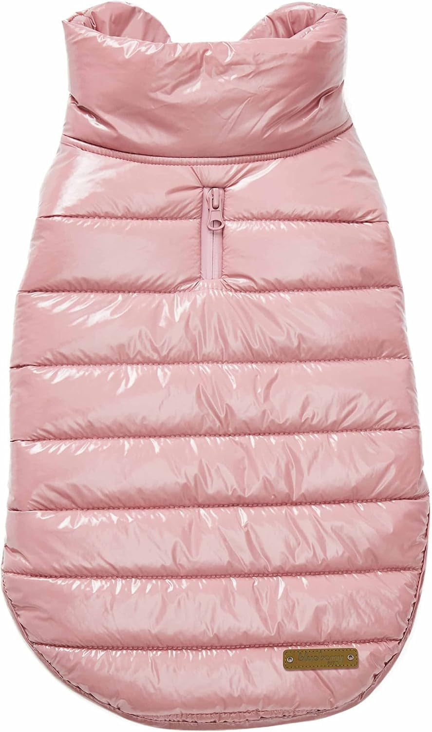 Blueberry Pet Windproof Quilted Winter Jacket – Cozy Mauve Pink Puffer Coat for Medium Dogs, Size 18 (18.5" Back Length), Glossy Warm Outdoor Wear with Easy On/Off Design