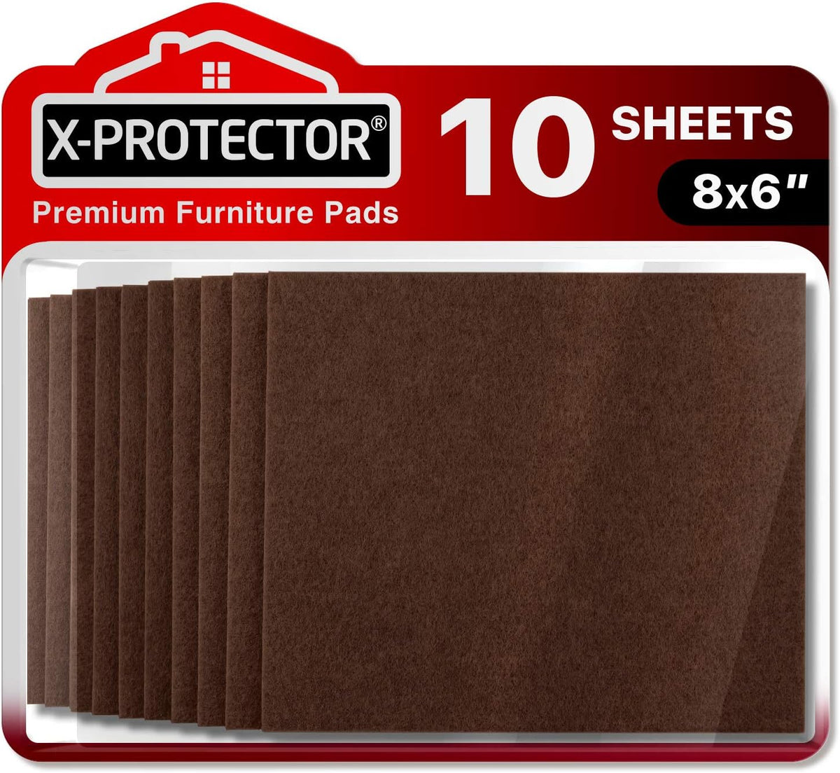 Felt Furniture Pads X-PROTECTOR - 10 Pack Premium 8”X6” Heavy Duty 1/5”