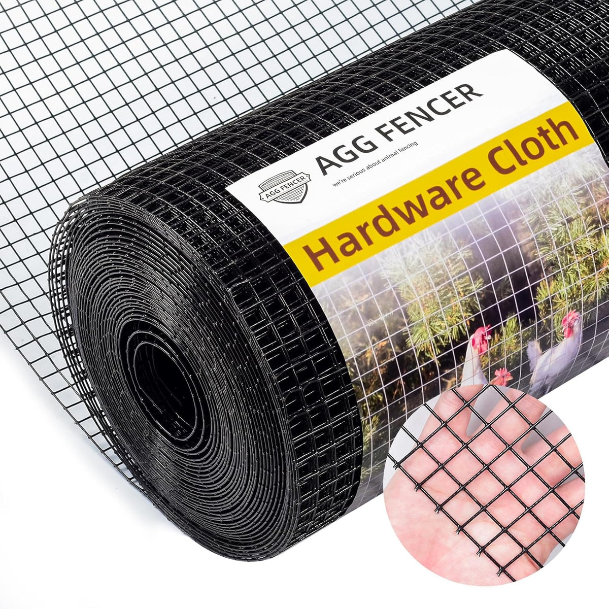 Aggfencer 16In X 10Ft Black Hardware Cloth 1/2 Inch 19Ga PVC Coated Mesh