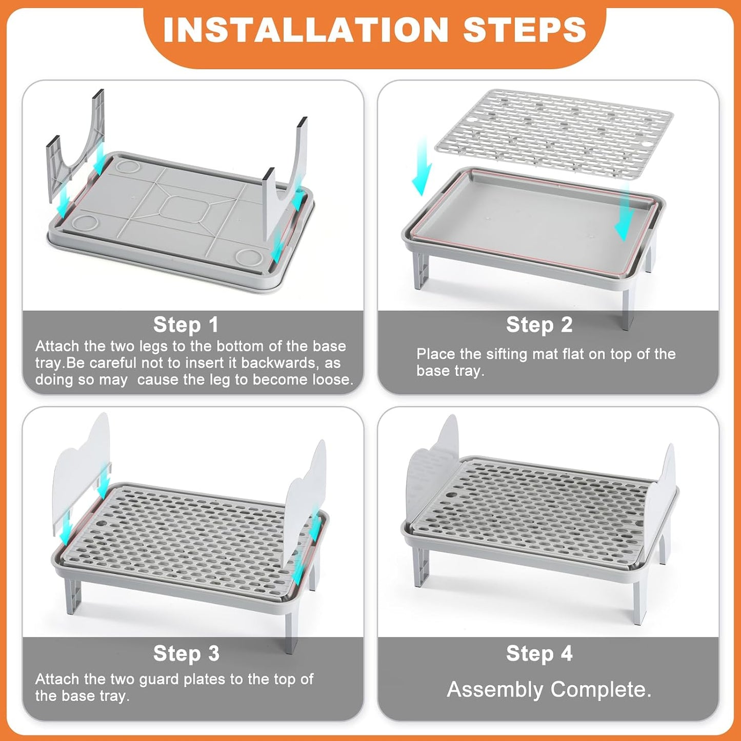 Uross Cat Litter Box Step, Extra Large Litter Box Ramp/Stairs with Detachable Splash-Proof Side Baffles, Anti-Tracking Litter Catcher, Easy to Clean, Non-Slip Step for Small & Elderly Cats (Grey)