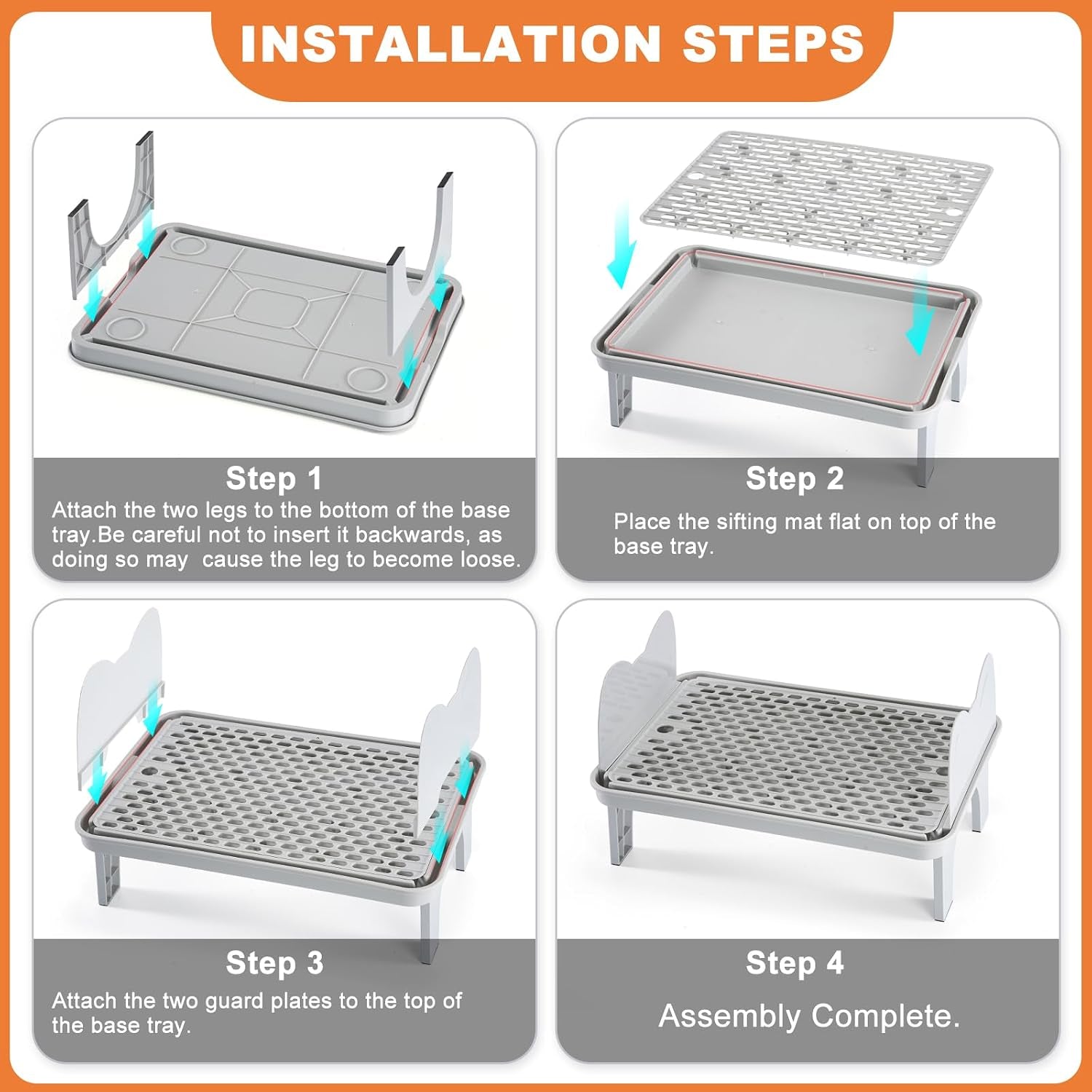 Uross Cat Litter Box Step, Extra Large Litter Box Ramp/Stairs with Detachable Splash-Proof Side Baffles, Anti-Tracking Litter Catcher, Easy to Clean, Non-Slip Step for Small & Elderly Cats (Grey)