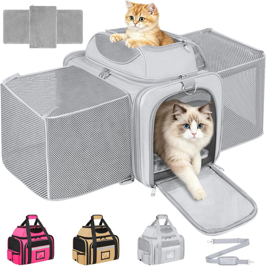 Cat Carrier Soft Sided Expandable Portable Pet Dog Travel Bag