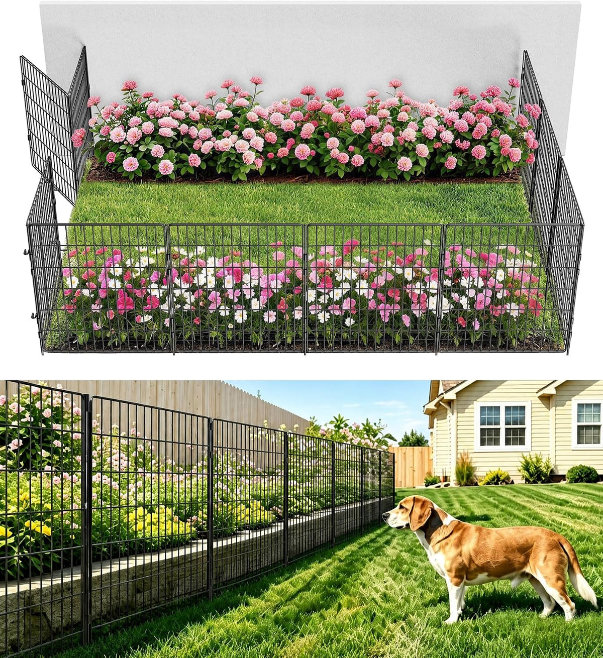 3-Layer Garden Fence Animal Barrier 32In H×23Ft L, 10 Panel