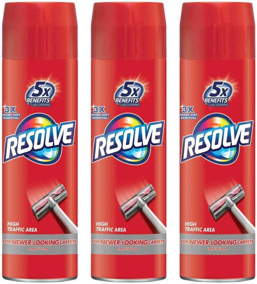 Resolve High Traffic Carpet Foam, 22 Oz Can, Cleans Freshens Softens & Removes Stains (Pack of 3)