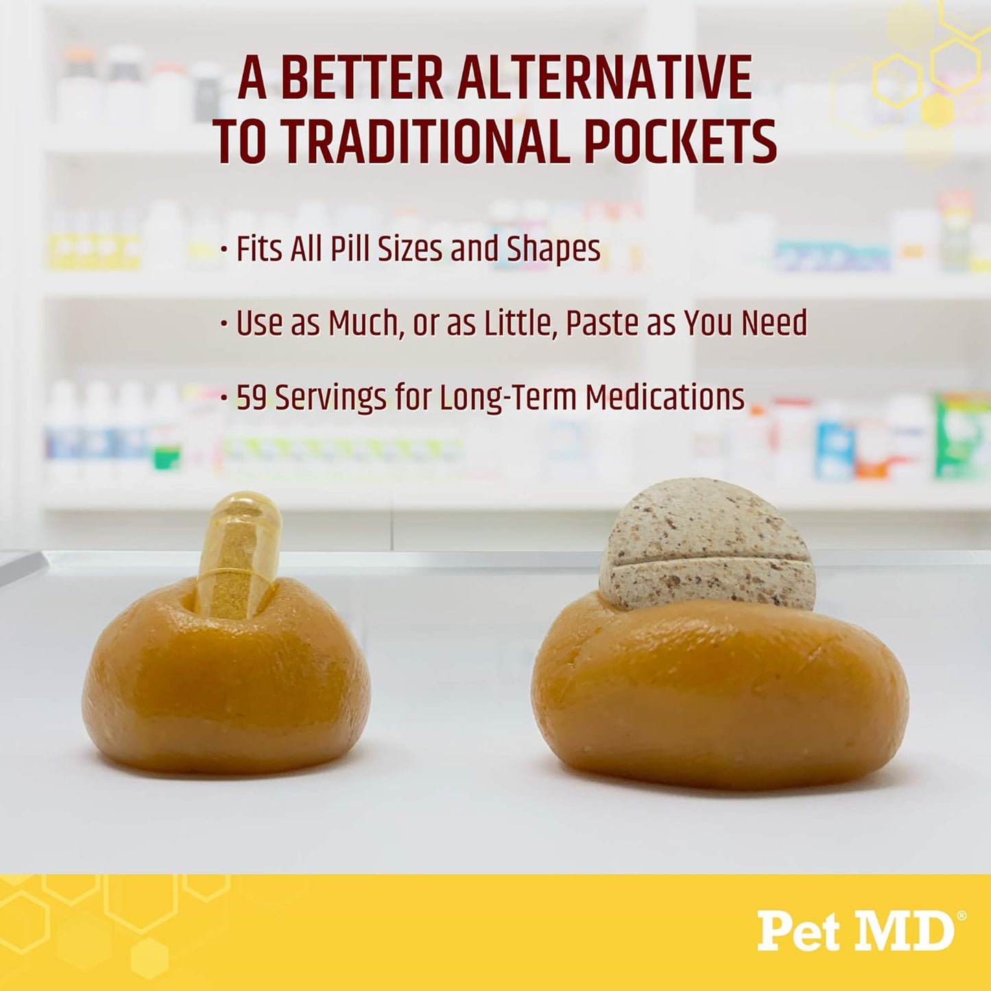 Pet MD Wrap a Pill Cheese & Bacon Flavor Pill Paste for Dogs - Make a Pocket or Pouch to Hide Pills & Medication 4.2 Oz